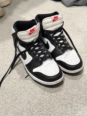 Nike Black/White High-Top Sneakers with Red Logo